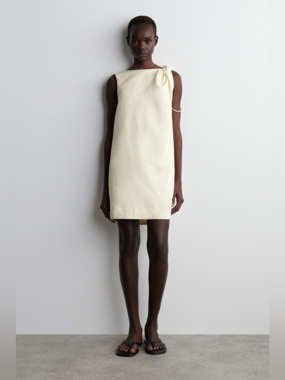 NEW Cos 100% Linen Twist-Detail Mini Dress, size 4